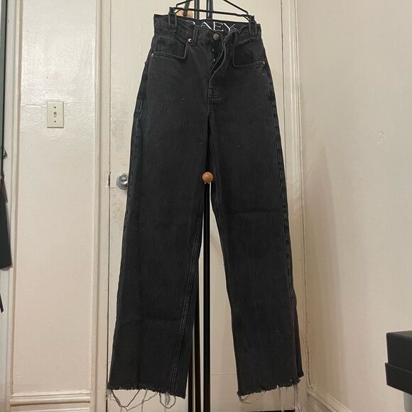 RAEY High Rise Wide Leg Jeans Black in Size 24 - Picture 2 of 2